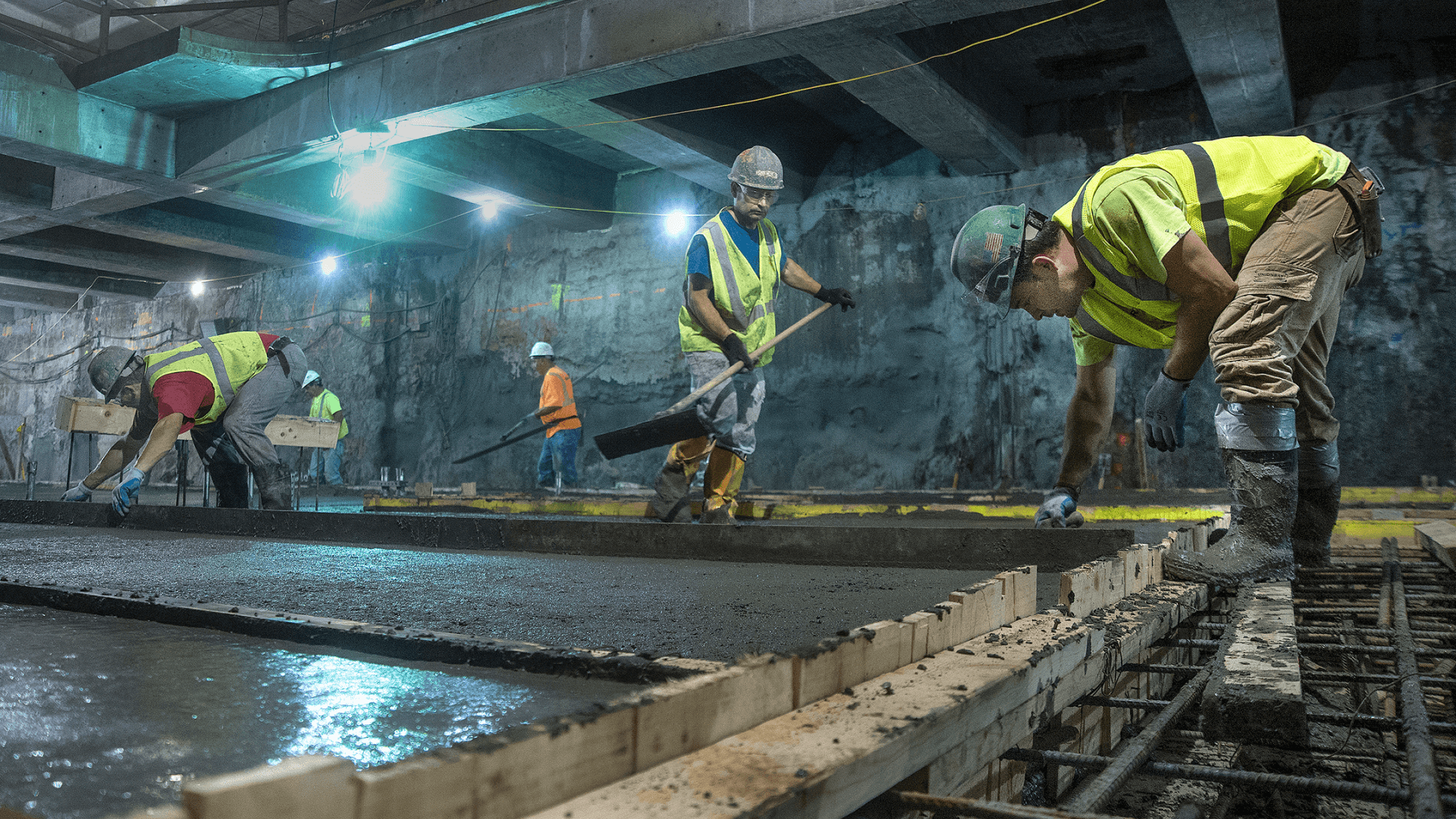 Workers pour concrete